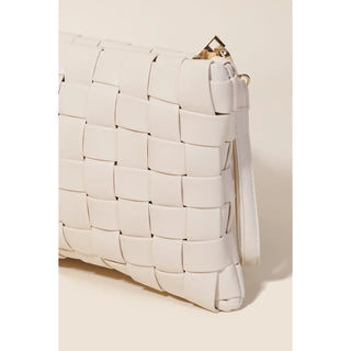 Ivory Woven Clutch with Crossbody Strap