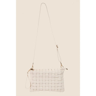 Ivory Woven Clutch with Crossbody Strap