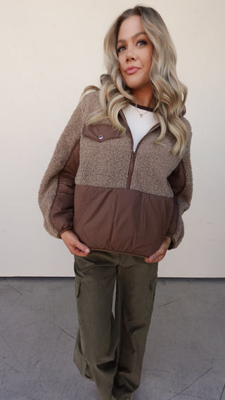 Brown Fleece Half Zip Pullover