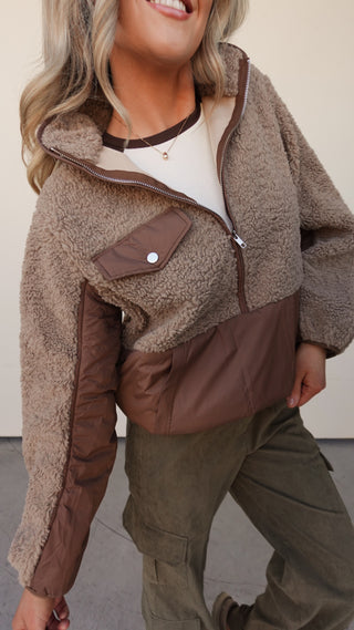 Brown Fleece Half Zip Pullover