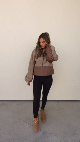 Brown Fleece Half Zip Pullover