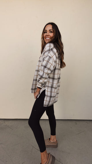 White/Brown Plaid Collared Tunic