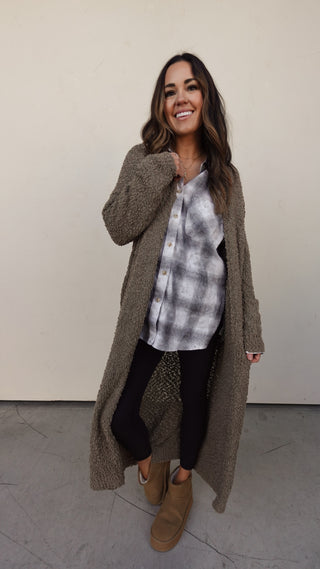 Olive Lightweight Duster Cardigan