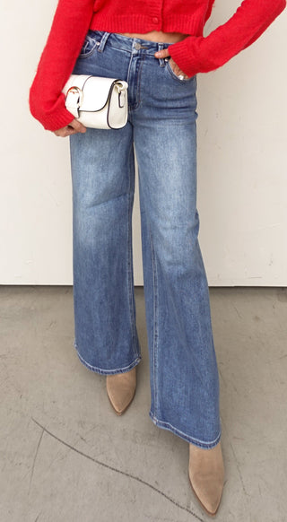 Medium Wash High-Rise Wide Leg Denim