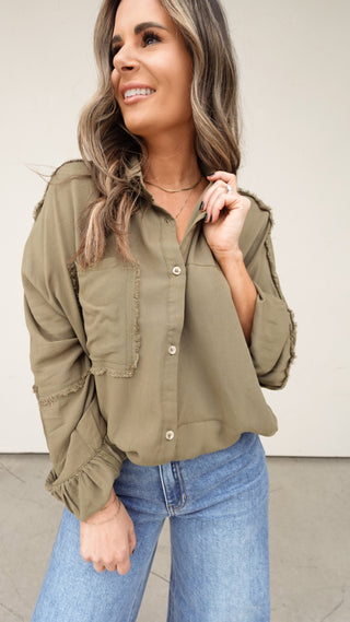 Olive Oversized Button Down Shirt