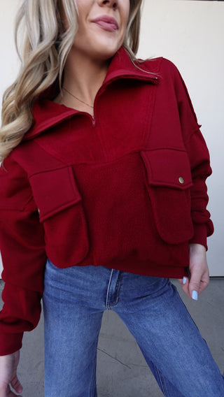 Burgundy Sherpa Fleece Pullover