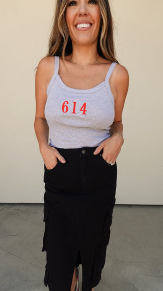 Gray "614" Embroidered Tank