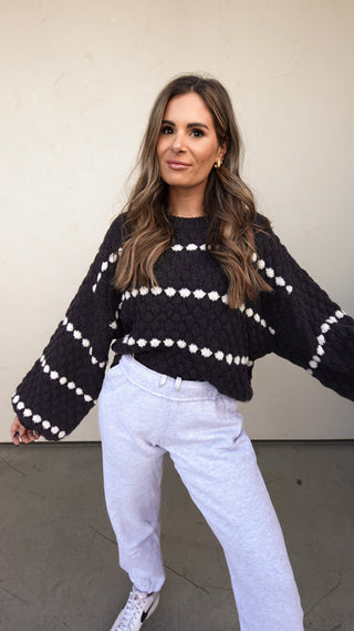 Charcoal/Ivory Textured Sweater