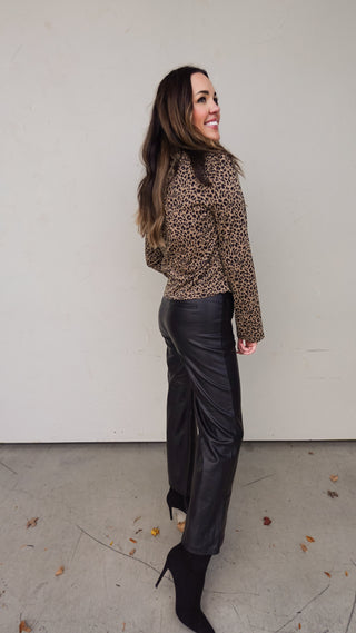 Leopard Print Button Front Top