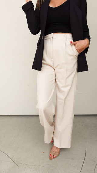 Ivory High-Waisted Trousers