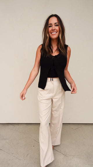 Ivory High-Waisted Trousers