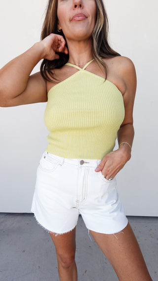 Citron Ribbed Halter Top