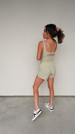 Sage Active Romper with Criss-Cross Back