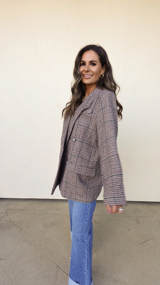 Relaxed Plaid Blazer Jacket