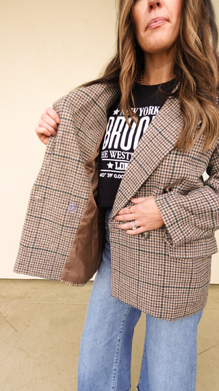 Relaxed Plaid Blazer Jacket