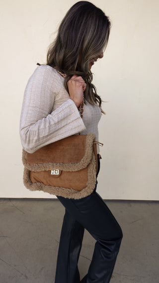 Teddy Suede Shoulder Bag