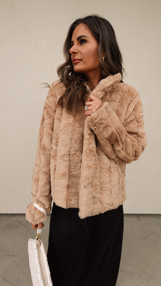 Taupe Faux Fur Jacket