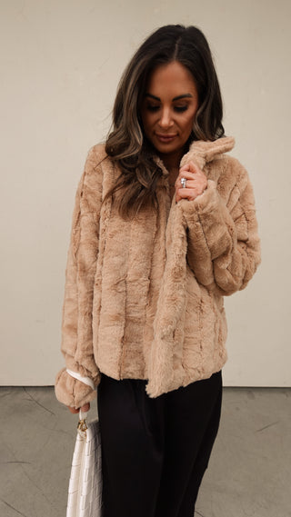 Taupe Faux Fur Jacket