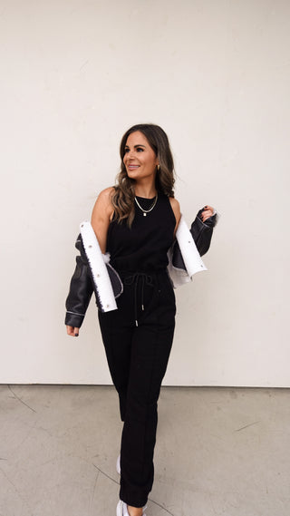 Black Jogger-Style Casual Jumpsuit