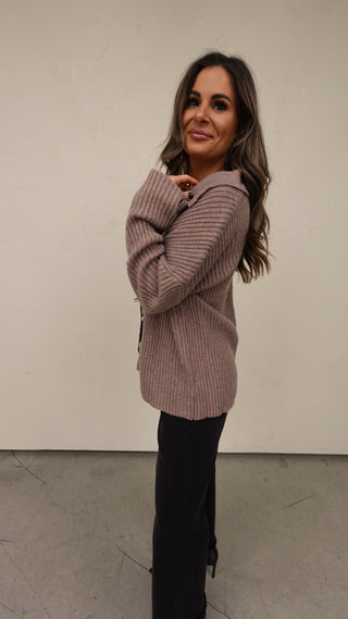 Mocha Oversized Ribbed Cardigan