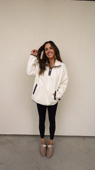 Cream Half Zip Pullover