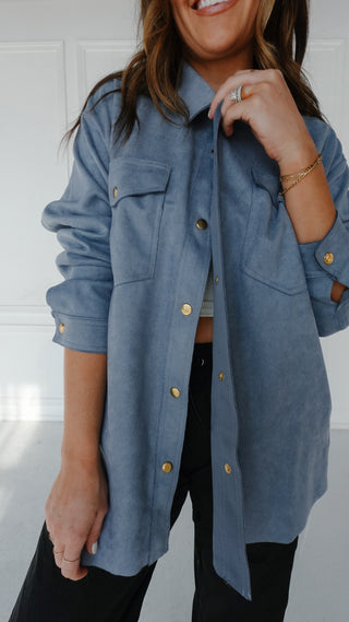 Denim Blue Suede Shacket