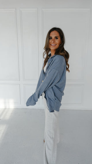 Denim Blue Suede Shacket