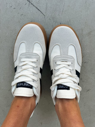 Striped Lace Up Flat Sneakers