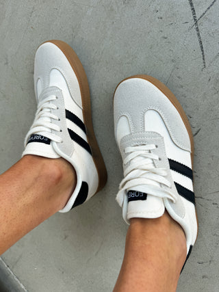 Striped Lace Up Flat Sneakers